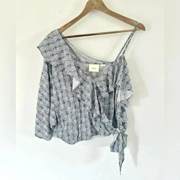 Maeve  Imelda Pineapple Print  Blue & White One Shoulder Cami Blouse Size Large - Picture 4 of 13